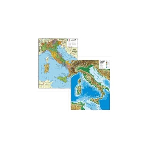 Carta Italia Murale Bifacciale Politica Da Un Lato, Fisica Dall'Altro Dimensione Cm. 140 X 100