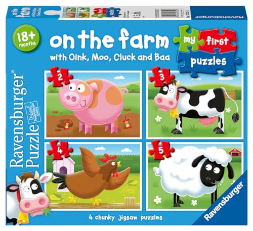 Ravensburger On The Farm, My First Jigsaw Puzzles (2, 3, 4 & 5 Piece) Educational Toys For Toddlers Age 18 Months And Up