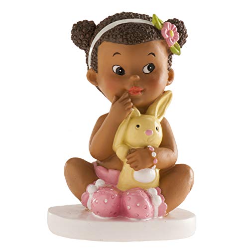 Dekora- Decorazioni Batterismo | Cake Topper Battesimo-Coniglietto Statuetta Decorativa Bambina Con Coniglietto-10 Cm, Multicolore, 310135