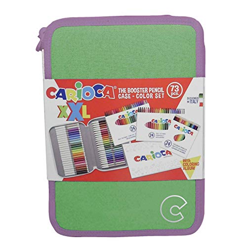 Carioca Astuccio Xxl Pastel | Astuccio Grande A Tracolla Con Matite Colorate E Pennarelli, Astuccio 2 Zip Scuola Elementare E Media Con Materiale Scol