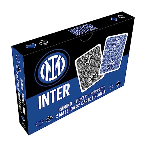 Euro Publishing Carte Da Gioco Inter - Poker - Burraco - Ramino (2 Mazzi: 52 Carte Per Mazzo + 2 Jolly)