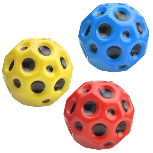 Xinchen 3Pcs Moon Bouncing Ball,Astro Jump Ball,Space Theme Bouncy Balls,Space Ball,Palline Lunari, Palline In Gomma Per Salti Alti, Palline Rimbalzan