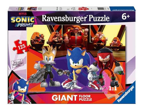 Ravensburger - Puzzle Sonic, Collezione 125 Giant Pavimento, 125 Pezzi, Età Raccomandata 6+ Anni