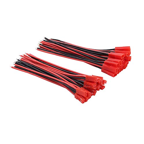 Oliyin 20 Paia 22Awg Connettore Jst A 2 Pin Maschio Femmina Spina Cavo In Silicone Da 10 Cm Per Striscia Lampada A Led Giocattoli Rc Batteria Bec (Con