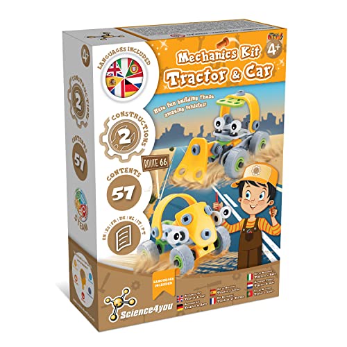 Science4You-Giochi Di Costruzioni Laboratorio Modellini Auto E Trattore Da Costruire Con Atrezzi Meccanici E Giochi Stem Bambino 4 5 6 Anni, 80003542