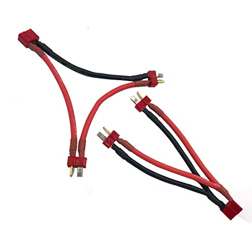 Nuofan 2Pcs Serial Parallel Adapter Connettore T Plug Series And Parallel Y-Harness Adapter Con Cavo In Silicone Da 12Awg 10Cm 1 Femmina A 2 Connettor