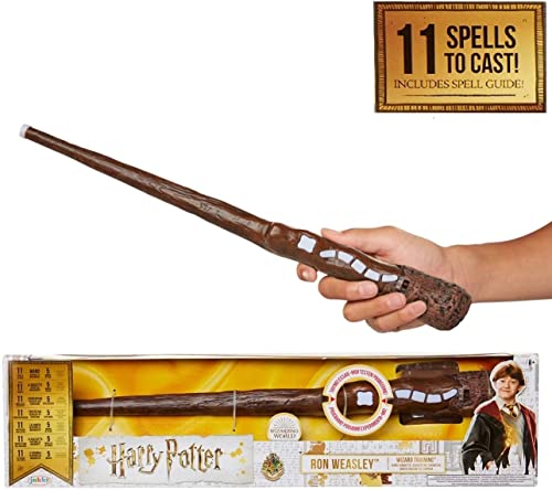 Harry Potter, Ron Weasley Wizard Addestramento, 11 Incantesimi Per Lanciare Bacchetta Giocattolo Ufficiale Con Luci E Suoni, Colore, Medium, 39899