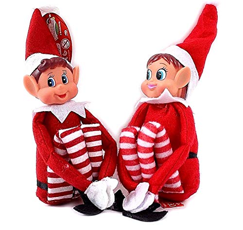 Glow Wholesale Elfie (Ragazzo) E Elvie (Ragazzo) Set Divertente E Giocoso Elfi Behavin' Male Figura Con Corpo Morbido E Vinile Face-Set Di 2, Rosso