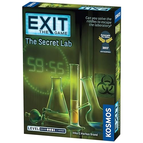Thames & Kosmos - Exit: The Secret Lab - Level: 3/5 - Unique Escape Room Game - 1-4 Players - Puzzle Solving Strategy Board Games For Adults & Kids, A