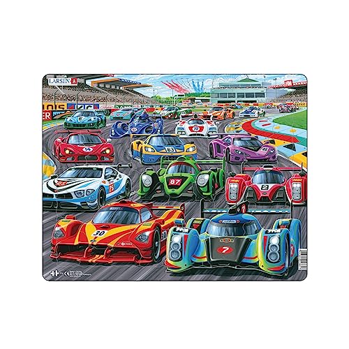 Larsen Pg1 Auto Da Corsa In Pista, Puzzle Incorniciato Con 38 Pezzi