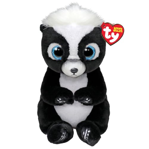 Ty Beanie Bellies - Rukus La Puzzola Con Gli Occhioni Azzurri Glitter, Gli Animaletti Di Peluche Con Il Pancino Morbido Originali 20 Cm - T41288