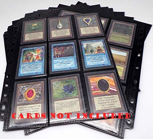 Docsmagic.De 50 18-Pocket Pages Black - Sideloading - Mtg Pkm Ygo - 11-Hole - Pagine Nero