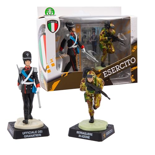 Giochi Preziosi Esercito Italiano, Personaggio Ufficiale Dei Granatieri E Bersagliere In Azione, Altezza 8 Cm, Soldatini Giocattolo Militari Dell'Eser