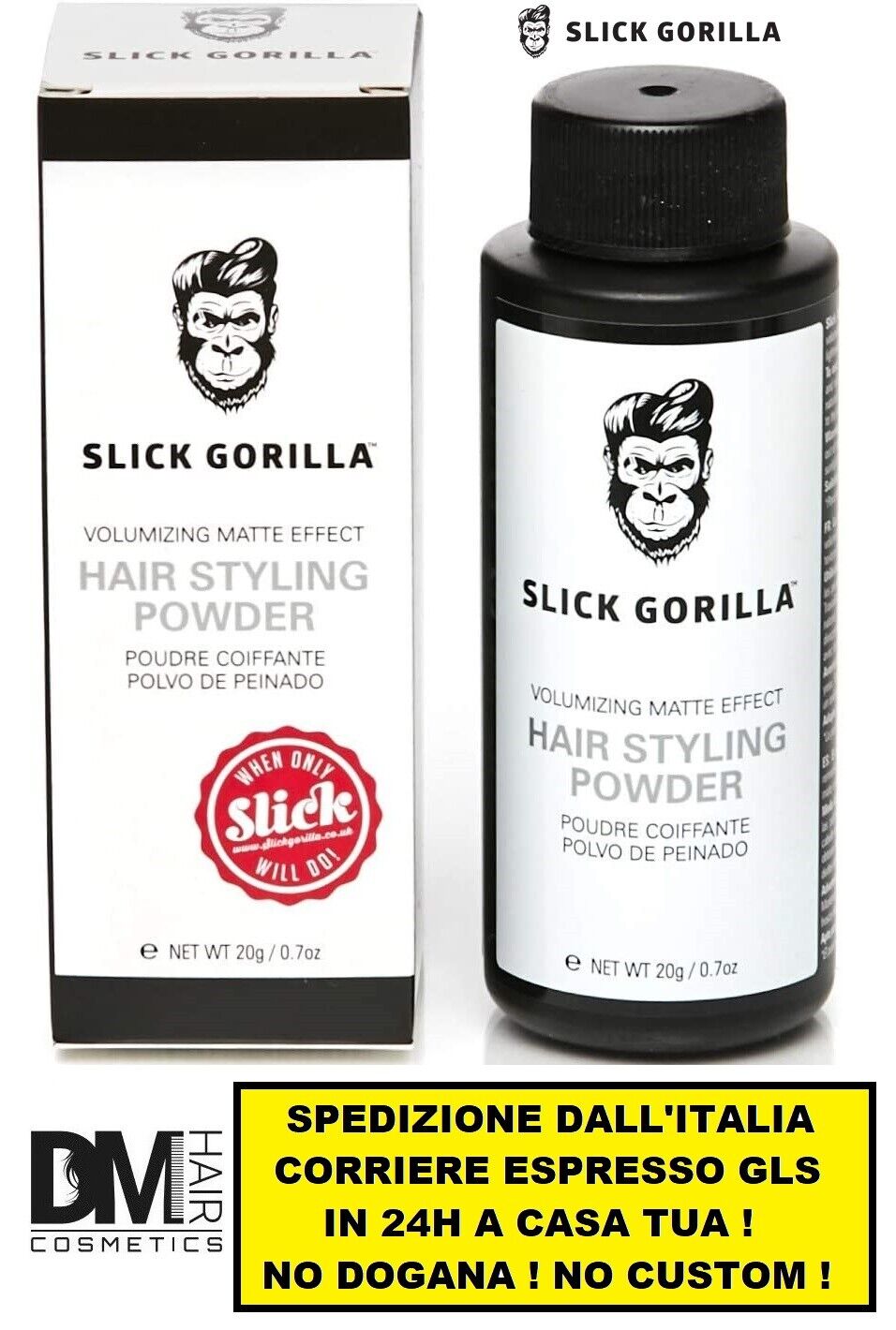 SLICK GORILLA HAIR STYLING POWDER 20gr 20g 0.7oz VOLUMIZING MATT EFFECT ORIGINAL
