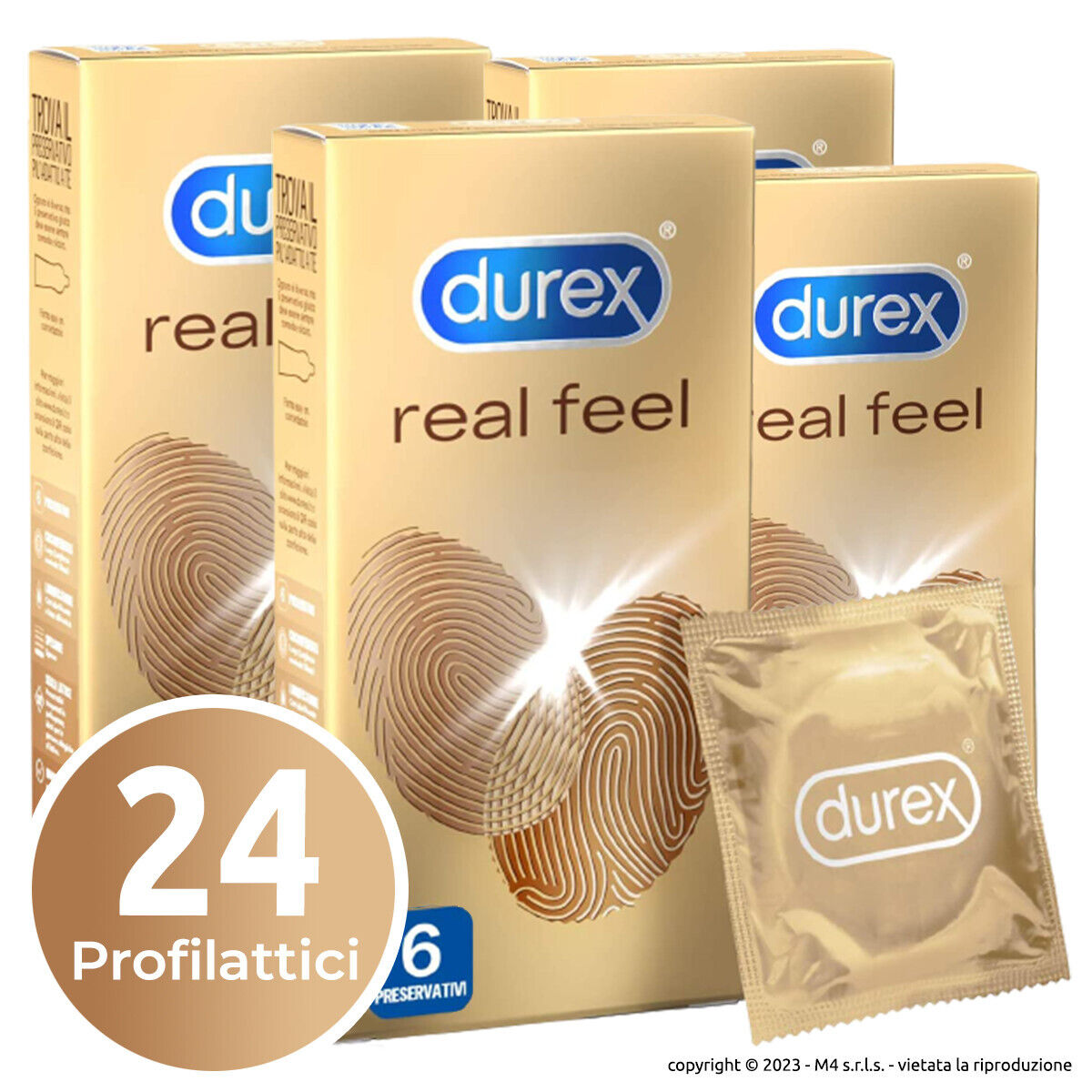 24 Profilattici Sottili Anallergici DUREX REAL FEEL Preservativi Senza Lattice