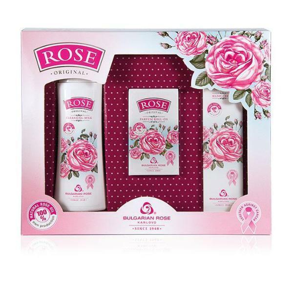 Set regalo Rose Original, latte detergente, profumo rollon,crema mani