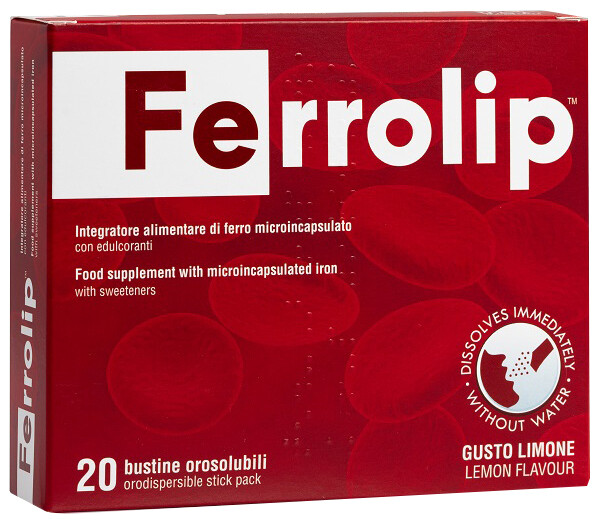 FERROLIP 20 BUSTINE OROSOLUBILI GUSTO LIMONE - A BASE DI FERRO MICROINCAPSULATO