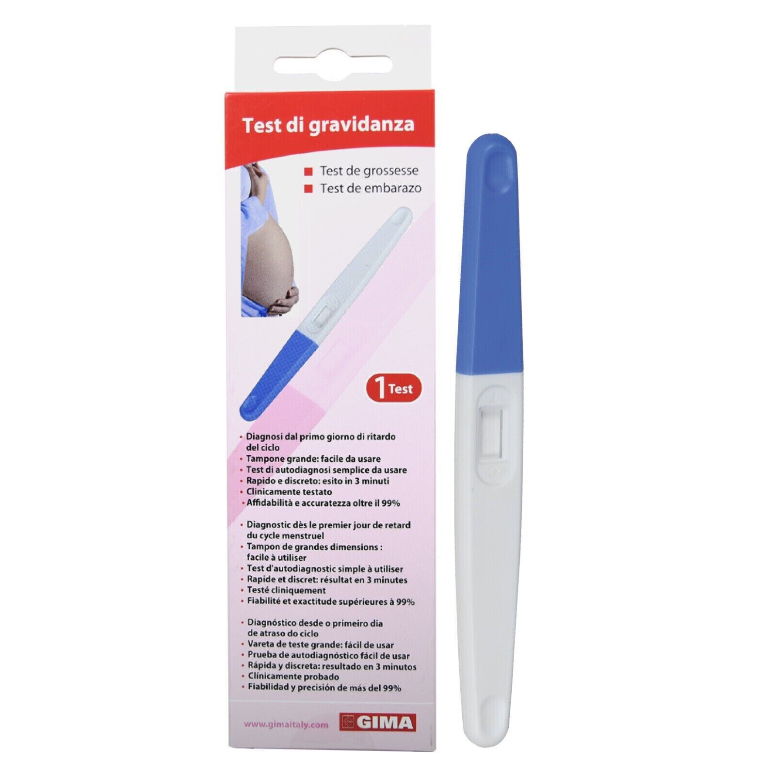 Gima Test di Gravidanza Rapido HCG Midstream per Autodiagnosi
