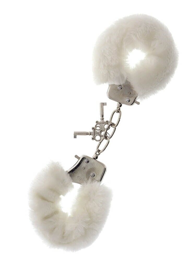 MANETTE CON PELUCHE PELO PELLICCIA BIANCA PER UOMO E DONNA GIOCHI DOMINAZIONE