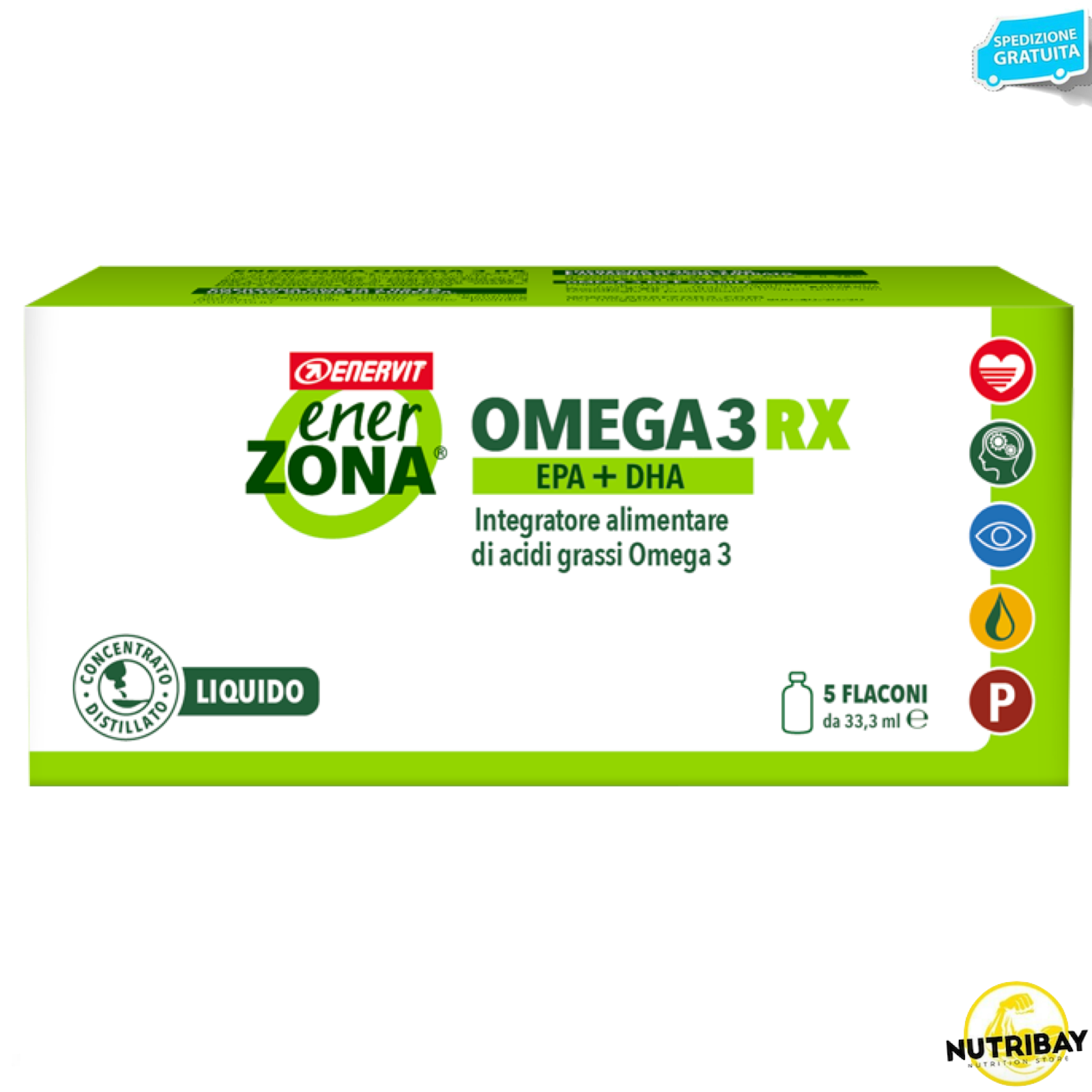 ENERZONA Omega 3 RX Liquido 5 flaconi da 33,3ml
