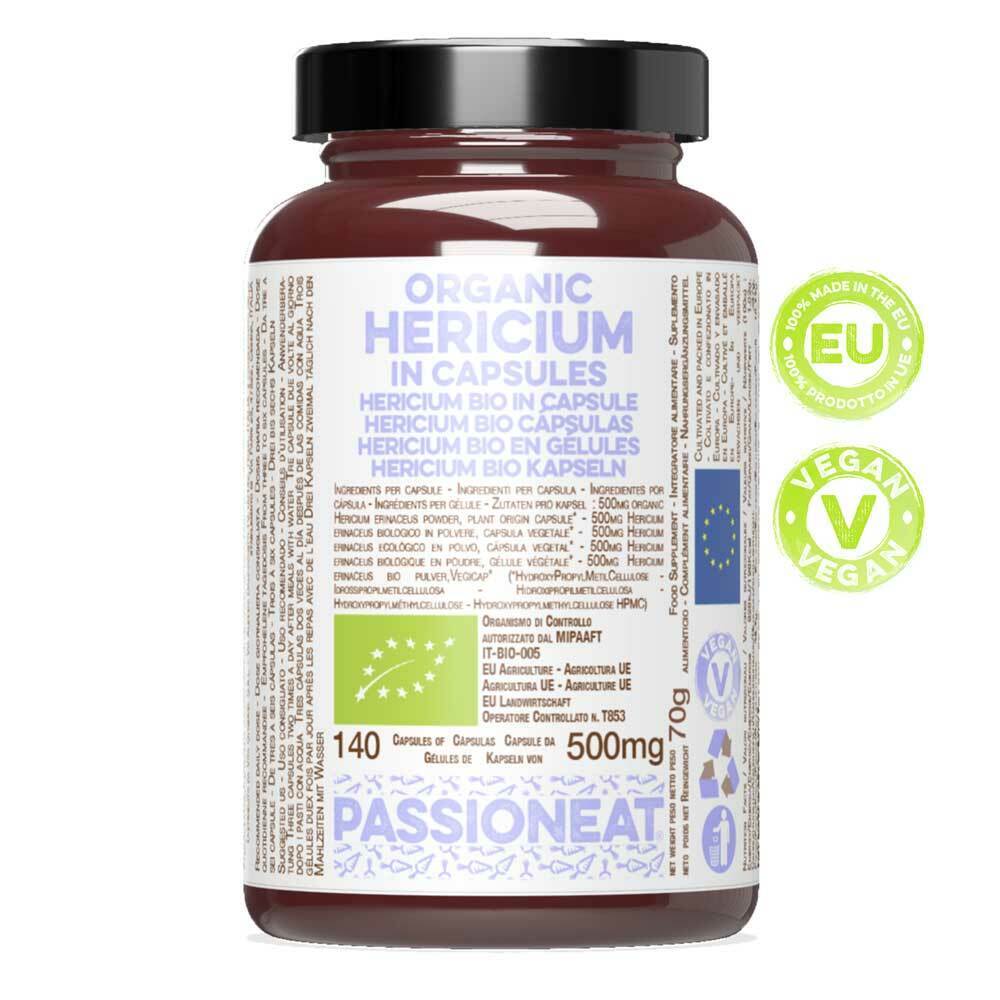 Hericium erinaceus Lion's Mane fungo Bio europeo - 140  capsule veg da 500mg