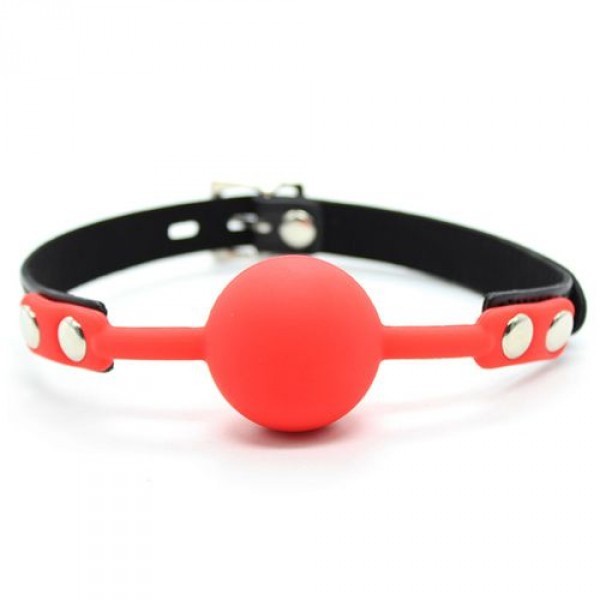 FETISH ART Morso Bavaglio BallGag BLOCK in Ecopelle con Morso Rosso e Lucchetto
