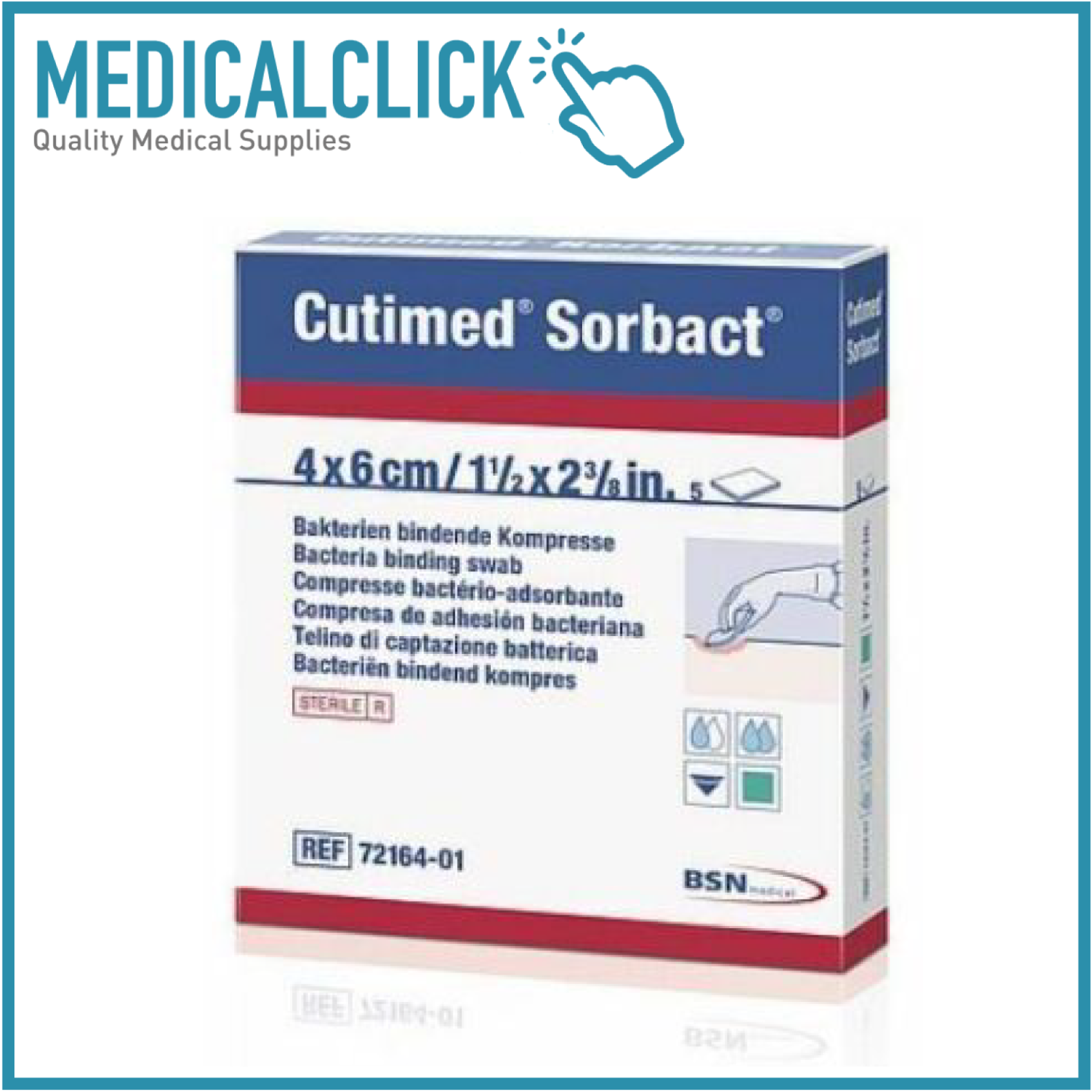 Garza assorbente antibatterica 4 x 6 cm Cutimed Sorbact medicazione 5 pezzi