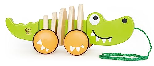 Hape E0348 Walk-A-Long Croc - Pull Along Wooden Crocodile Toy