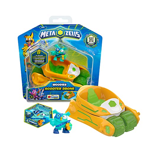 Metazells Imc Toys Scooter Drone Arancio + Personaggio Sam Bran S1, Veicolo Collezionabile Che Si Trasforma In Drone Con 1 Personaggio, 1 Carta E 1 Le