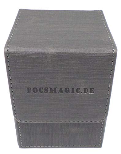Docsmagic.De Premium Magnetic Flip Box (100) Silver + Deck Divider - Mtg - Pkm - Ygo - Porta Mazzo Argento