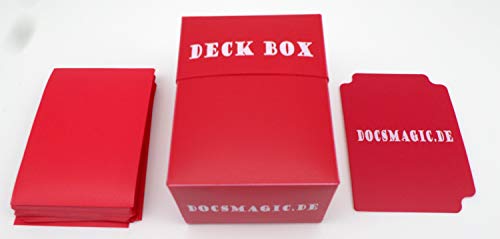 Docsmagic.De Deck Box + 60 Mat Red Sleeves Small Size - Mini Porta Mazzo & Bustine Rosso - Ygo