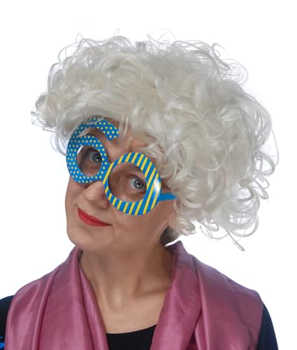 Partydeco- Occhiali A Forma Di Numero 60", Con Pois E Righe, Colore Azzurro/Giallo, Okr9-60