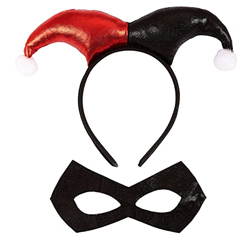 Widmann Milano Party Fashion 29344 Kit Di Travestimento Harlekin, Cerchietto Per Capelli, Maschera Per Occhi, Clown, Carnevale, Feste A Tema, Unisex,