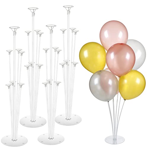 Mitavo - 4 Pz Supporto Per Palloncino Con 28 Palloncini - Porta Palloncini, Aste Per Palloncini Per Matrimoni, Compleanni, Feste, Trasparente
