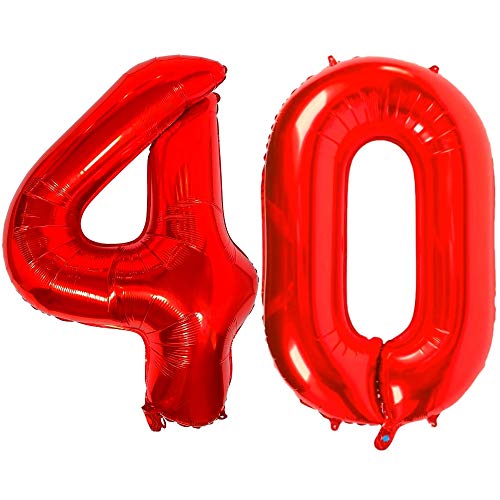 Diwuli Palloncini 40 Anni Compleanno Rosso Xxl - Palloncini Compleanno 40 Anni, Palloncini Numero 40, Palloncini Numeri Gonfiabili Elio Palloncino Fes