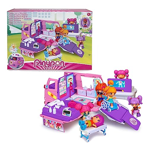 Pinypon - Ambulanza, Per Portare All'Ospedale, Con Luci, Strumento Per Radiografie Con Luce E Altri Accessori Medici, Include Personaggio, Per Bambine