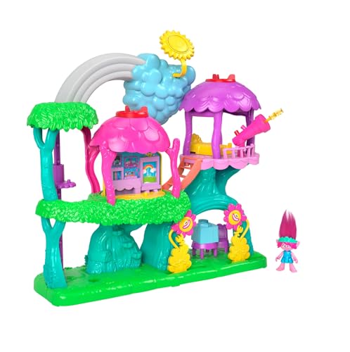 Imaginext Dreamworks Trolls - Casa Sull'Albero Arcobaleno, Playset Musicale Con Luci E Suoni, Poppy E 7 Accessori Inclusi, Giocattolo Per Bambini, 3+