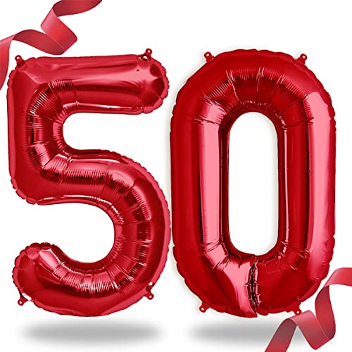 Funxgo Palloncino Numero Rosso - Palloncini Compleanno Anni - Palloncino Anni Compleanno - Decorazioni Compleanno - Feste Decorazione Di Compleanno Pa