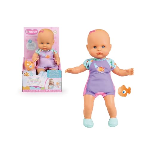 Nenuco - Mio Primo Bagno. Bambola Morbida Con Corpo Sommergibile,Costume Rosa, Puoi Metterla Nella Vasca Da Bagno, In Piscina O Al Mare, Per Bambine/I