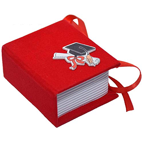 24 Scatole Libro Laurea Rosso In Cartoncino Vellutato Applicazione Tocco E Pergamena Rosso Bomboniera Porta Confetti Tocco 6,8 X 5,8 X 3,2 Cm