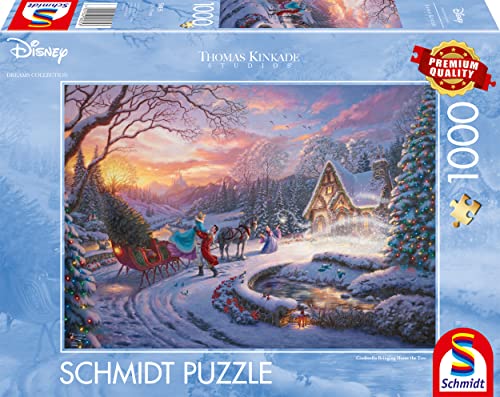 Schmidt Spiele 58035 Disney Cenerentola Bringing Home For Christmas, Puzzle Da 1000 Pezzi
