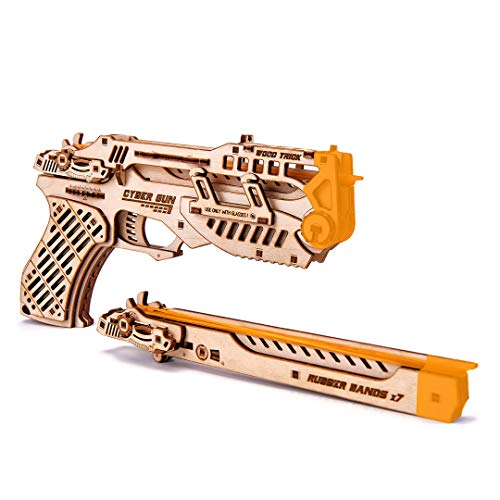 Wood Trick - Cyber Gun - Puzzle 3D Di Legno Tagliato Al Laser - Set Di Costruzione Meccanica - Assemblaggio Senza Colla