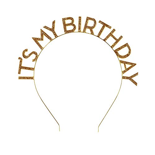 Talking Tables Decorazioni Per Feste Di Natale - Cerchietto Per Capelli Con Scritta "Happy Birthday", Con Brillantini, Colore: Oro