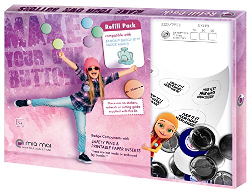 Confezione Di Ricambio Per Spillette Da 30 Mm (90 Pezzi) Compatibile Con Badge-It Button-Maker E Carta A4 Per Spille (30 Pezzi)