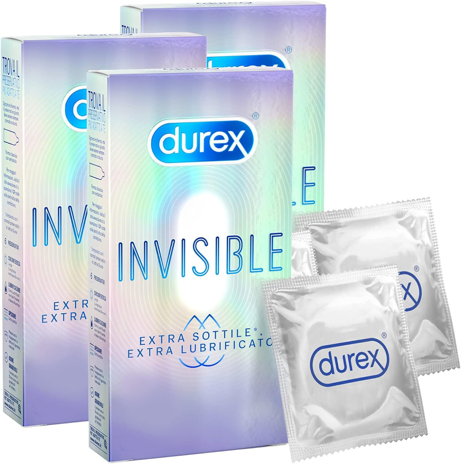 Preservativi Durex Sottili Invisible Extra Lubrificati 18 Profilattici