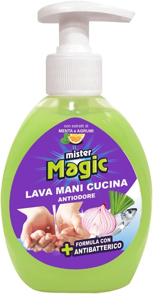 Mr Magic Sapone Lavamani da Cucina con Estratto di Limone Rimuove Odori 300 mL