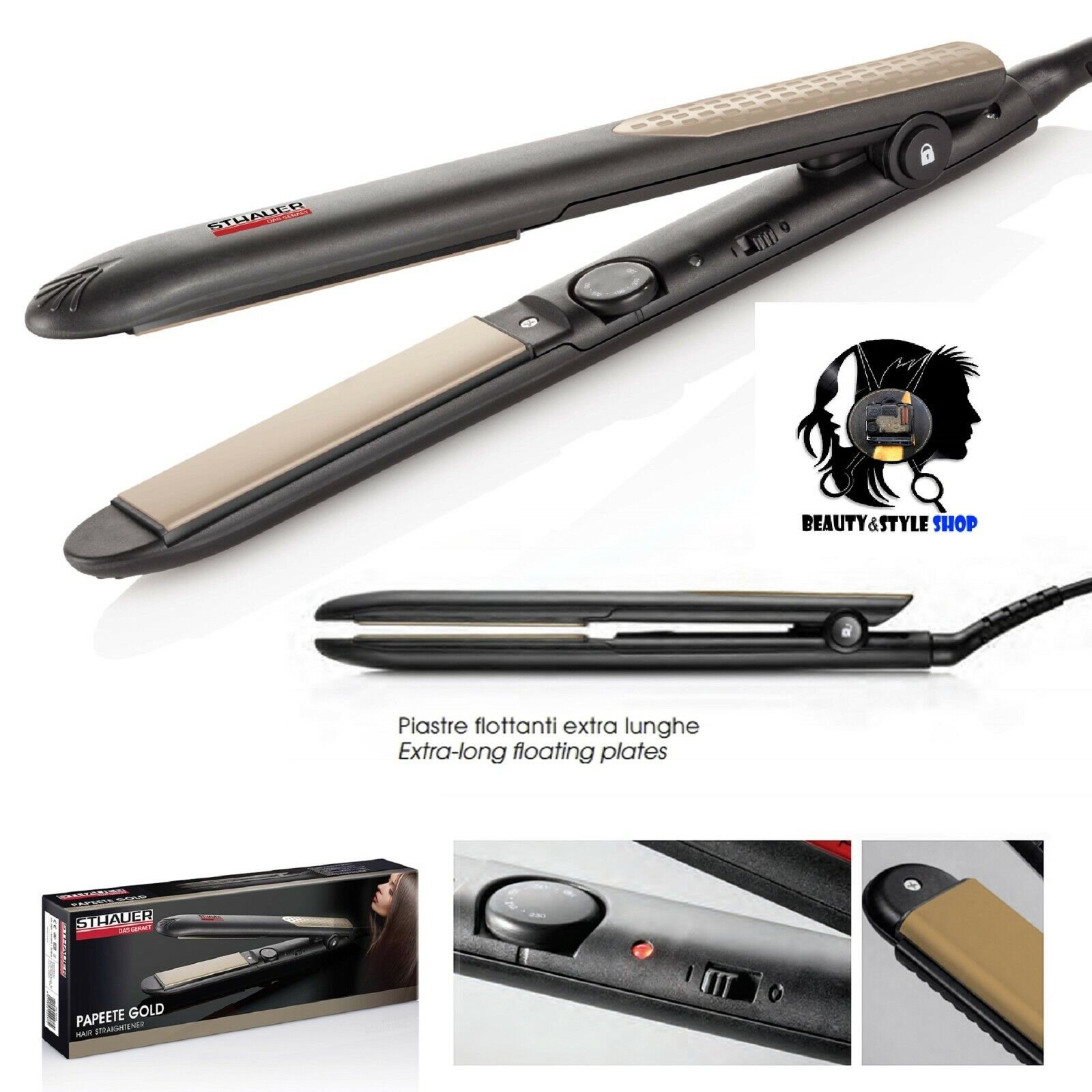 STHAUER PIASTRA CAPELLI PROFESSIONALE PAPEETE GOLD CERAMICA E TOURMALINE 230°