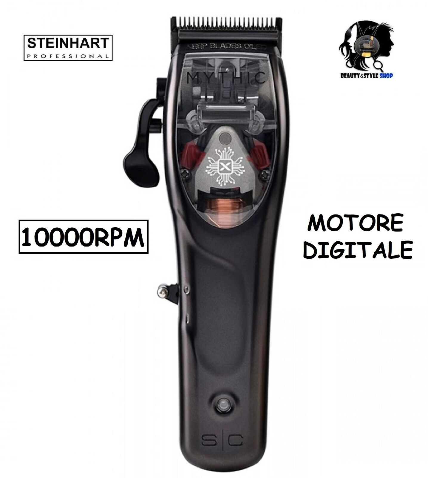 STEINHART BLACK METAL TOSATRICE TAGLIACAPELLI CORDLESS 10000RPM STYLECRAFT WAHL