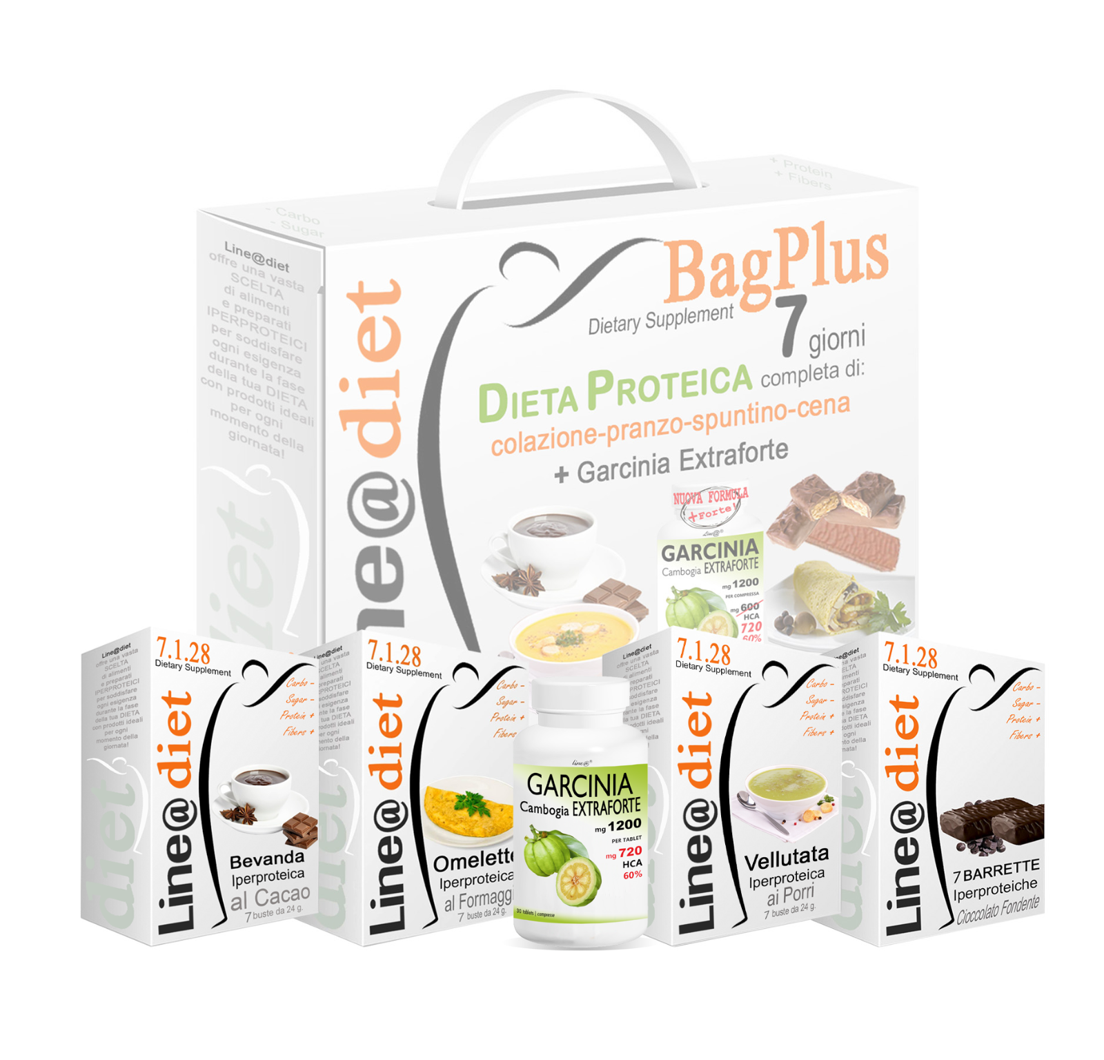 DIETA PROTEICA BAG PLUS 1  + GARCINIA EXTRAFORTE 21preparati+7barrette+Garcinia