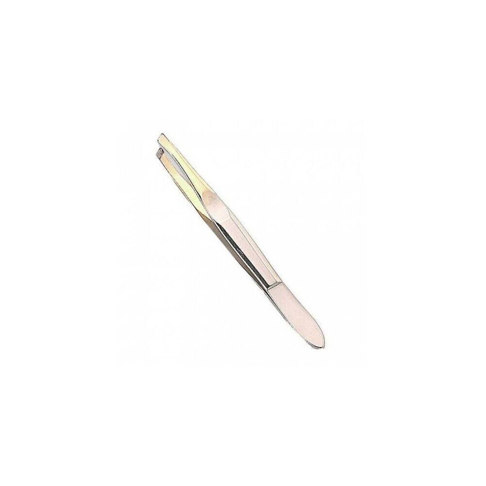 Pinzetta Sopracciglia Professionale Punta Obliqua In Oro Focus Acciaio Inox